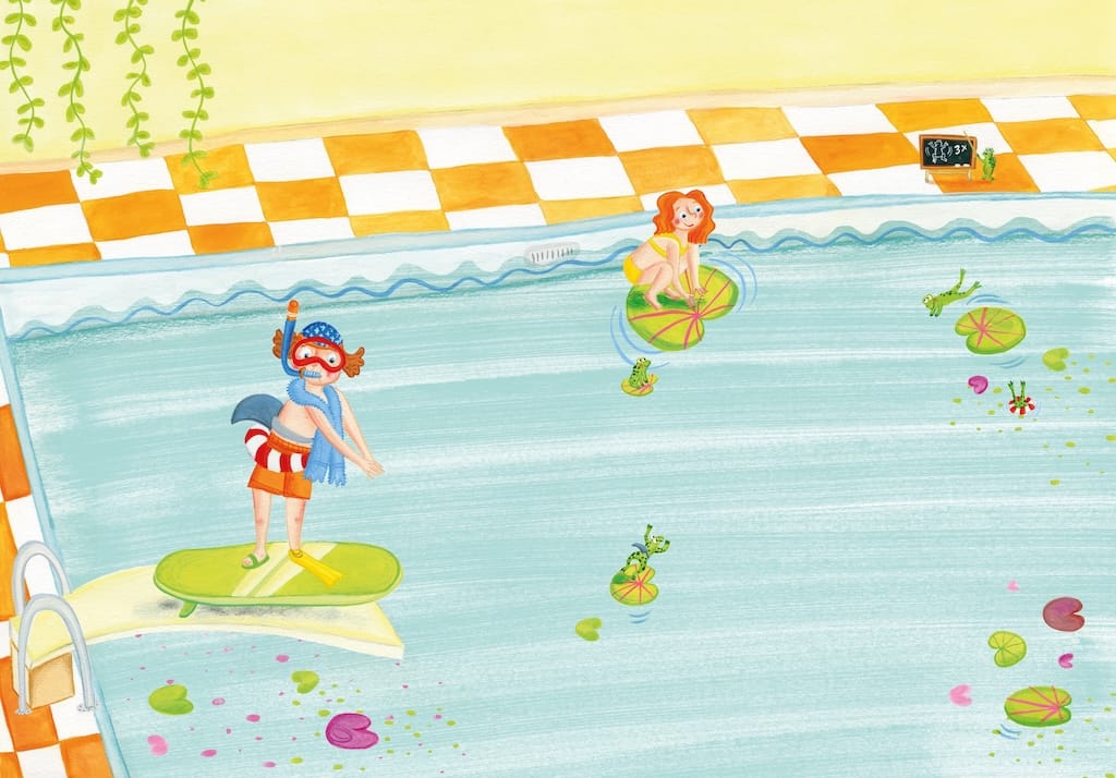 Illustratie van Anne Sikkes bij het gedicht Waterrat.